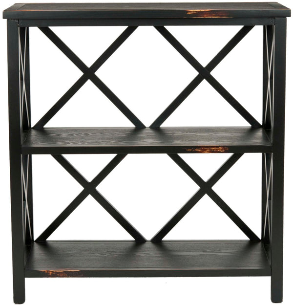 Safavieh Lucas Two-Tier Low Etagere - Versatile Storage & Display Shelf With Distressed Black Pine Finish AMH6501A