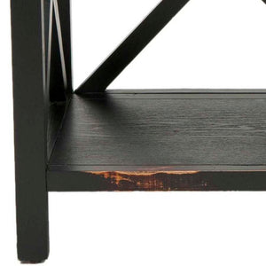 Safavieh Lucas Two-Tier Low Etagere - Versatile Storage & Display Shelf With Distressed Black Pine Finish AMH6501A