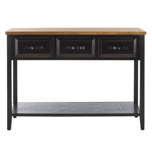Safavieh Aiden Console Table: Stylish 3-Drawer Design With Rustic Charm, Perfect For Entryway Or Living Room Black/Oak AMH6502A