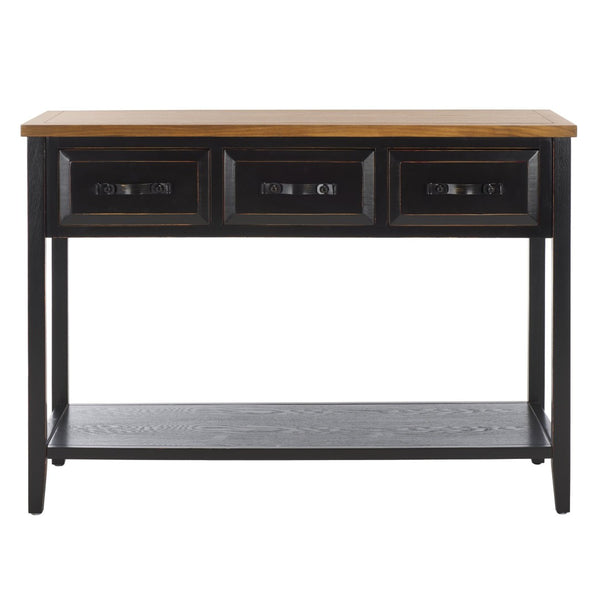 Safavieh Aiden Console Table: Stylish 3-Drawer Design With Rustic Charm, Perfect For Entryway Or Living Room Black/Oak AMH6502A