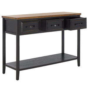 Safavieh Aiden Console Table: Stylish 3-Drawer Design With Rustic Charm, Perfect For Entryway Or Living Room Black/Oak AMH6502A