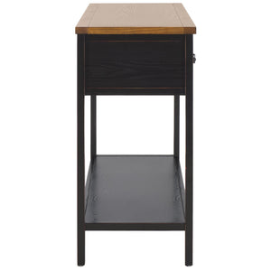 Safavieh Aiden Console Table: Stylish 3-Drawer Design With Rustic Charm, Perfect For Entryway Or Living Room Black/Oak AMH6502A