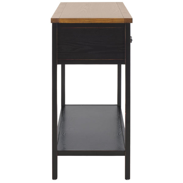 Safavieh Aiden Console Table: Stylish 3-Drawer Design With Rustic Charm, Perfect For Entryway Or Living Room Black/Oak AMH6502A