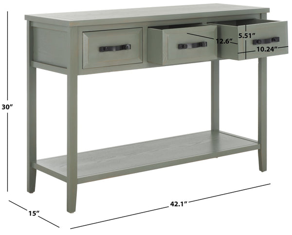 Safavieh Aiden 3 Drawer Console Table - French Grey Farmhouse Style With Storage For Entryway & Living Room AMH6502B