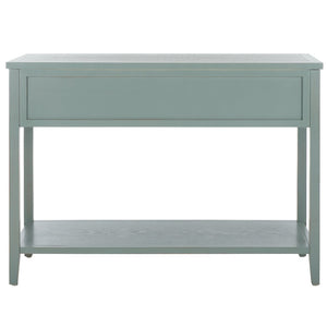 Safavieh Aiden Console Table: Stylish 3-Drawer Design With Rustic Charm, Perfect For Entryway Or Living Room Barn Blue AMH6502C