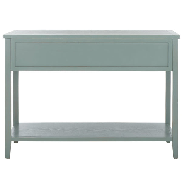 Safavieh Aiden Console Table: Stylish 3-Drawer Design With Rustic Charm, Perfect For Entryway Or Living Room Barn Blue AMH6502C