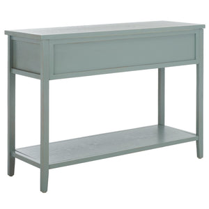 Safavieh Aiden Console Table: Stylish 3-Drawer Design With Rustic Charm, Perfect For Entryway Or Living Room Barn Blue AMH6502C