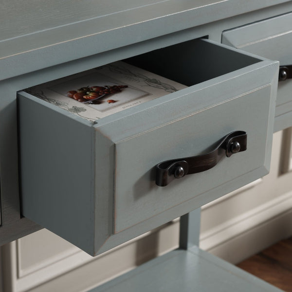 Safavieh Aiden Console Table: Stylish 3-Drawer Design With Rustic Charm, Perfect For Entryway Or Living Room Barn Blue AMH6502C