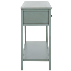 Safavieh Aiden Console Table: Stylish 3-Drawer Design With Rustic Charm, Perfect For Entryway Or Living Room Barn Blue AMH6502C