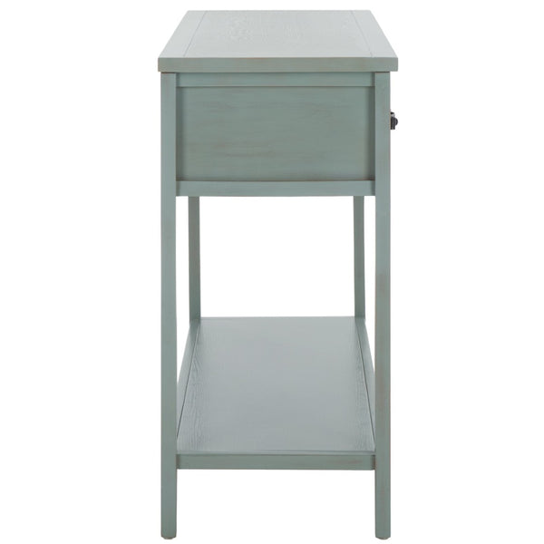 Safavieh Aiden Console Table: Stylish 3-Drawer Design With Rustic Charm, Perfect For Entryway Or Living Room Barn Blue AMH6502C