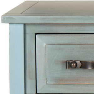 Safavieh Aiden Console Table: Stylish 3-Drawer Design With Rustic Charm, Perfect For Entryway Or Living Room Barn Blue AMH6502C