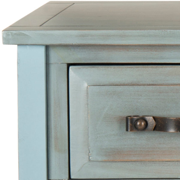 Safavieh Aiden Console Table: Stylish 3-Drawer Design With Rustic Charm, Perfect For Entryway Or Living Room Barn Blue AMH6502C
