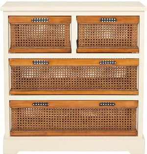 Safavieh Jackson 4-Drawer Storage Unit - Stylish British Colonial Design For Organized Living Spaces And Charm Barley/Cane Drawers AMH6504A