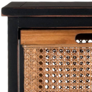 Safavieh Jackson 4-Drawer Storage Unit - Stylish British Colonial Design For Organized Living Spaces And Charm Antique Black/Cane Drawers AMH6504B