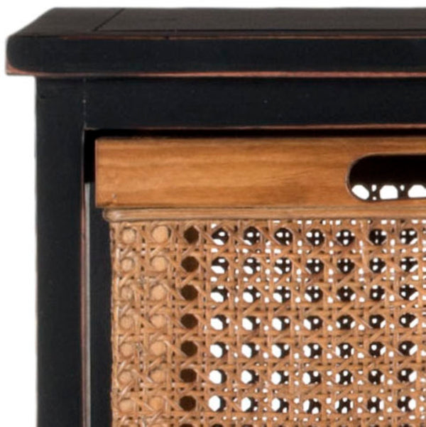 Safavieh Jackson 4-Drawer Storage Unit - Stylish British Colonial Design For Organized Living Spaces And Charm Antique Black/Cane Drawers AMH6504B