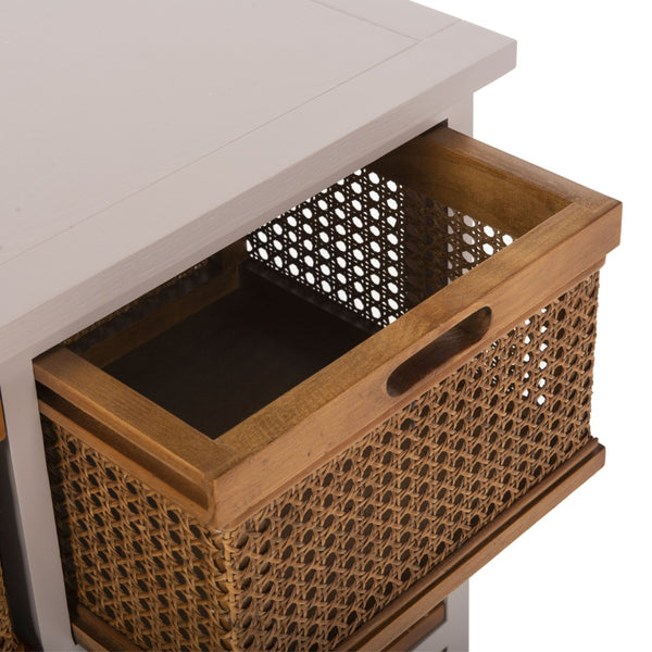 Safavieh Jackson 4-Drawer Storage Unit - Stylish British Colonial Design For Organized Living Spaces And Charm Quartz Grey/Cane Drawers AMH6504C