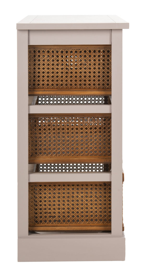 Safavieh Jackson 4-Drawer Storage Unit - Stylish British Colonial Design For Organized Living Spaces And Charm Quartz Grey/Cane Drawers AMH6504C