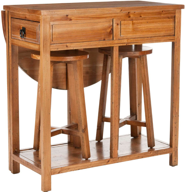 Safavieh Miles Compact Retro-Modern Portable Bar Set With Two Stools, Ideal For Small Spaces & Easy Storage AMH6505A