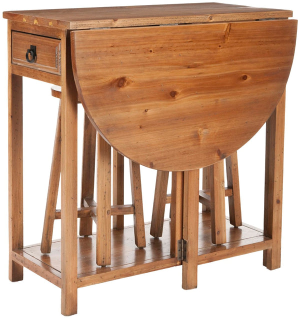 Safavieh Miles Compact Retro-Modern Portable Bar Set With Two Stools, Ideal For Small Spaces & Easy Storage AMH6505A