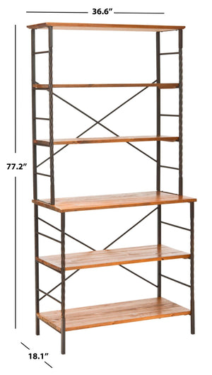 Safavieh Brooke 6-Tier Etagere - Stylish Walnut-Finished Shelves With Sturdy Iron Frame For Modern Spaces AMH6508A