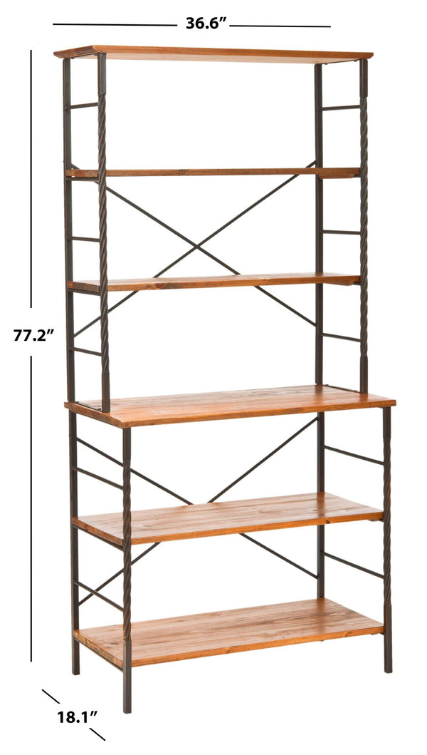 Safavieh Brooke 6-Tier Etagere - Stylish Walnut-Finished Shelves With Sturdy Iron Frame For Modern Spaces AMH6508A