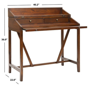 Safavieh Wyatt Writing Desk With Pull-Out Surface And Hidden Storage For Stylish Home Office Organization Dark Teak AMH6509A