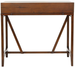 Safavieh Wyatt Writing Desk With Pull-Out Surface And Hidden Storage For Stylish Home Office Organization Dark Teak AMH6509A