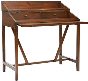Safavieh Wyatt Writing Desk With Pull-Out Surface And Hidden Storage For Stylish Home Office Organization Dark Teak AMH6509A