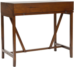 Safavieh Wyatt Writing Desk With Pull-Out Surface And Hidden Storage For Stylish Home Office Organization Dark Teak AMH6509A