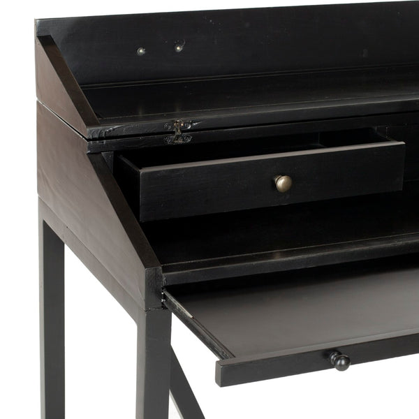 Safavieh Wyatt Writing Desk With Pull-Out Surface And Hidden Storage For Stylish Home Office Organization Black AMH6509B