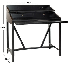 Safavieh Wyatt Writing Desk With Pull-Out Surface And Hidden Storage For Stylish Home Office Organization Black AMH6509B