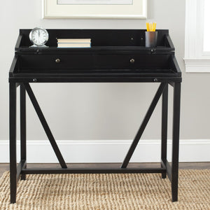 Safavieh Wyatt Writing Desk With Pull-Out Surface And Hidden Storage For Stylish Home Office Organization Black AMH6509B