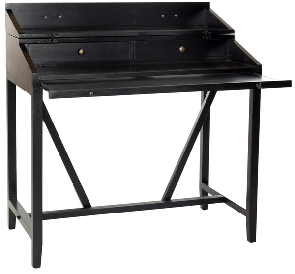 Safavieh Wyatt Writing Desk With Pull-Out Surface And Hidden Storage For Stylish Home Office Organization Black AMH6509B