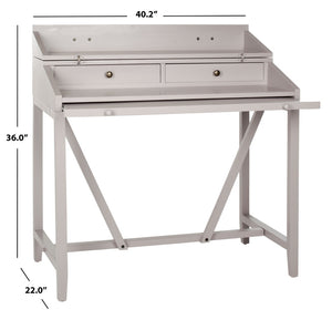 Safavieh Wyatt Writing Desk With Pull-Out Surface And Hidden Storage For Stylish Home Office Organization Quartz Grey AMH6509C