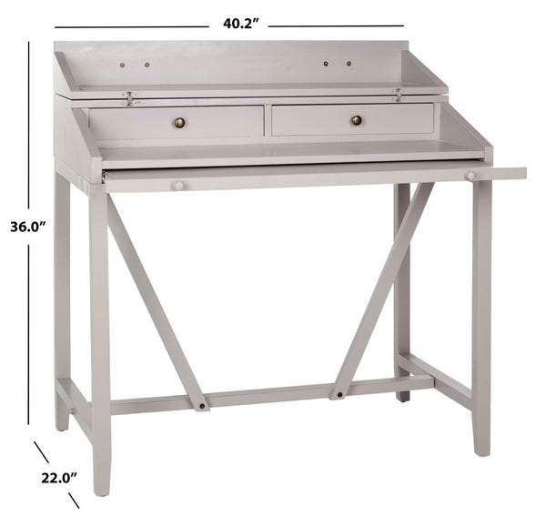 Safavieh Wyatt Writing Desk With Pull-Out Surface And Hidden Storage For Stylish Home Office Organization Quartz Grey AMH6509C