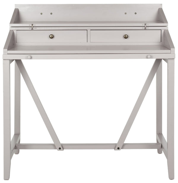 Safavieh Wyatt Writing Desk With Pull-Out Surface And Hidden Storage For Stylish Home Office Organization Quartz Grey AMH6509C