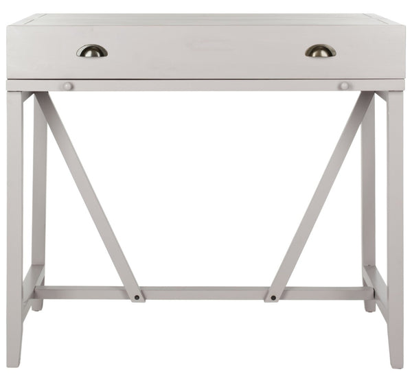 Safavieh Wyatt Writing Desk With Pull-Out Surface And Hidden Storage For Stylish Home Office Organization Quartz Grey AMH6509C