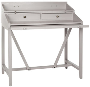 Safavieh Wyatt Writing Desk With Pull-Out Surface And Hidden Storage For Stylish Home Office Organization Quartz Grey AMH6509C