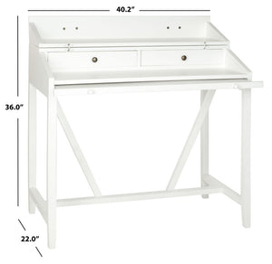 Safavieh Wyatt Writing Desk With Pull-Out Surface And Hidden Storage For Stylish Home Office Organization White AMH6509D