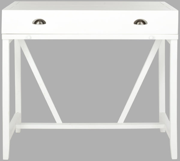 Safavieh Wyatt Writing Desk With Pull-Out Surface And Hidden Storage For Stylish Home Office Organization White AMH6509D