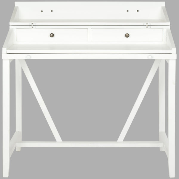 Safavieh Wyatt Writing Desk With Pull-Out Surface And Hidden Storage For Stylish Home Office Organization White AMH6509D