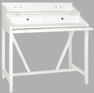 Safavieh Wyatt Writing Desk With Pull-Out Surface And Hidden Storage For Stylish Home Office Organization White AMH6509D
