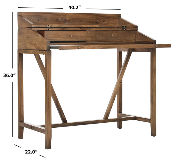 Safavieh Wyatt Writing Desk With Pull-Out Surface And Hidden Storage For Stylish Home Office Organization Oak AMH6509E
