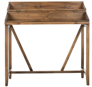 Safavieh Wyatt Writing Desk With Pull-Out Surface And Hidden Storage For Stylish Home Office Organization Oak AMH6509E