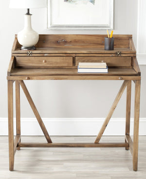 Safavieh Wyatt Writing Desk With Pull-Out Surface And Hidden Storage For Stylish Home Office Organization Oak AMH6509E