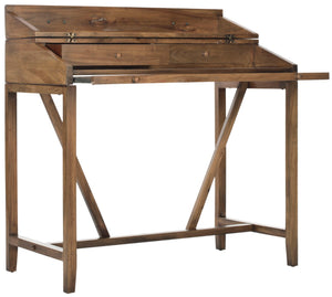 Safavieh Wyatt Writing Desk With Pull-Out Surface And Hidden Storage For Stylish Home Office Organization Oak AMH6509E