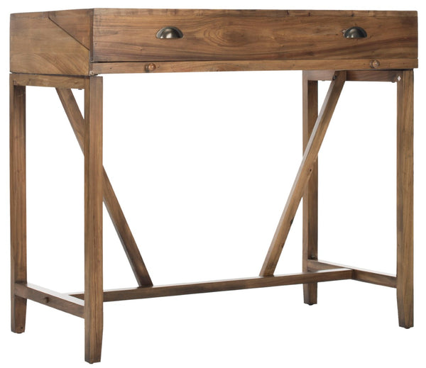 Safavieh Wyatt Writing Desk With Pull-Out Surface And Hidden Storage For Stylish Home Office Organization Oak AMH6509E