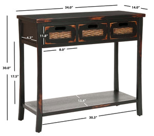 Safavieh Autumn 3-Drawer Console - Timeless Charm With Rustic Storage For Entryway, Living Room, Or Hallway Distressed Black AMH6510A