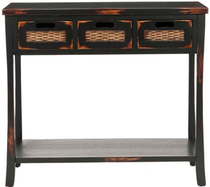 Safavieh Autumn 3-Drawer Console - Timeless Charm With Rustic Storage For Entryway, Living Room, Or Hallway Distressed Black AMH6510A
