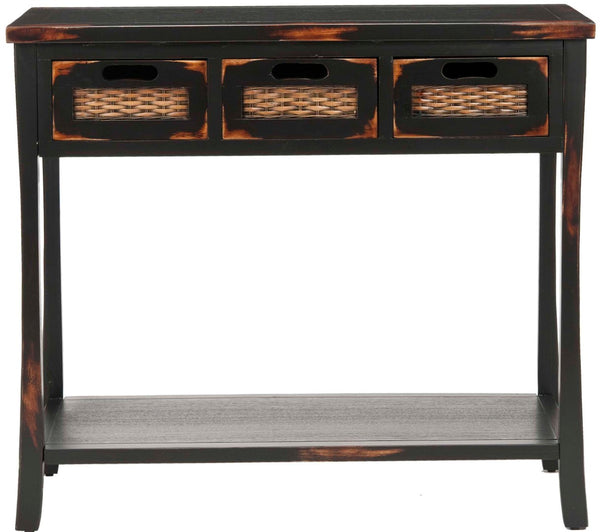 Safavieh Autumn 3-Drawer Console - Timeless Charm With Rustic Storage For Entryway, Living Room, Or Hallway Distressed Black AMH6510A